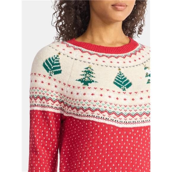 Women's & Women's Plus Pretty Christmas Sweater, Sizes XXS-4X - Picture 4 of 5